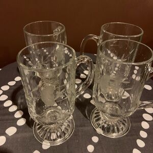 Crystal mugs, can microwave, are made for it. Barely used, Great condition!